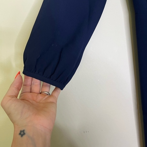 J. Crew Navy Blue 3/4 Sleeve Wrap Dress | 365 Crepe, Size 2 Like New - Picture 9 of 12